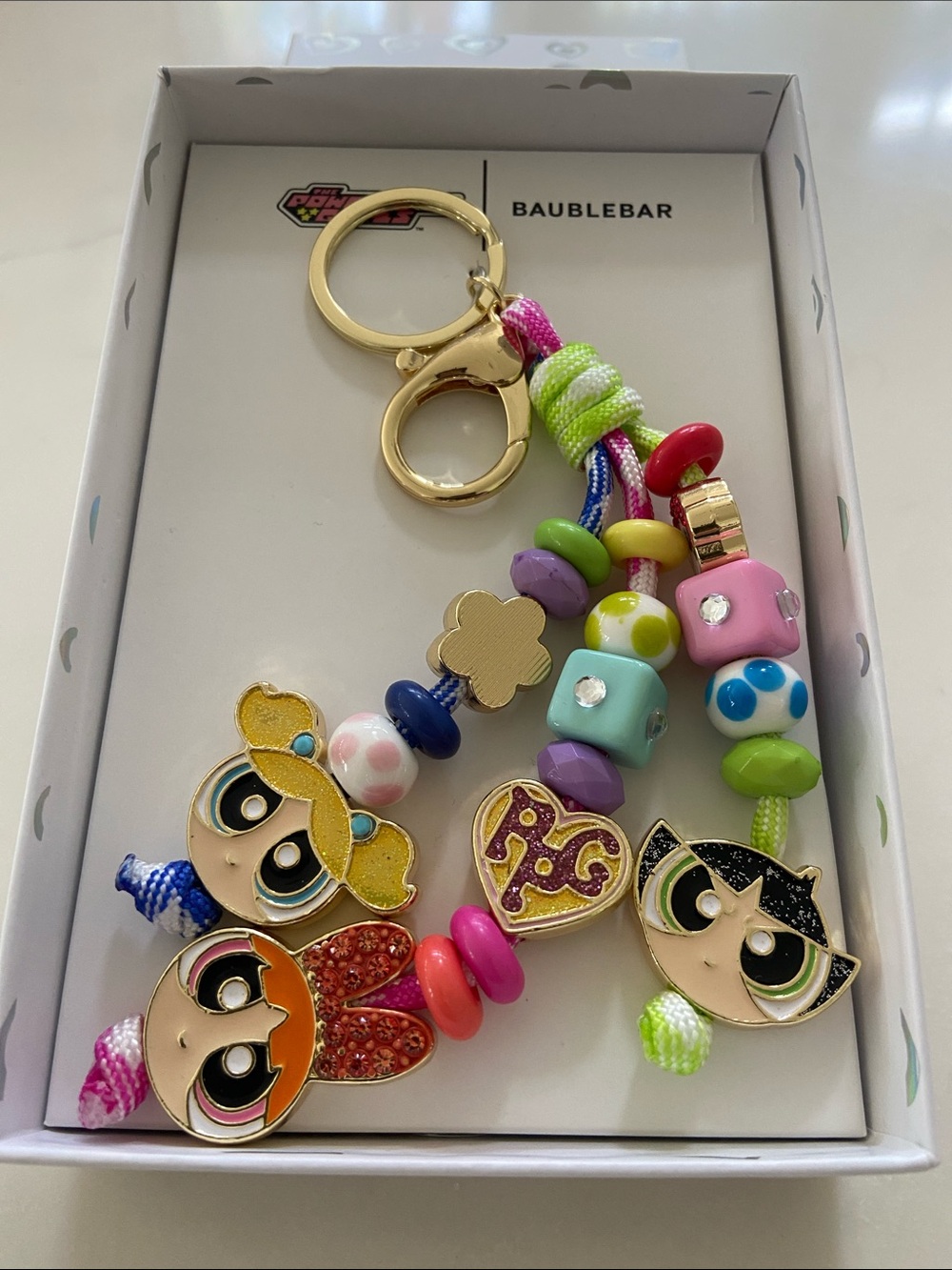 BaubleBar Pink & Multicolor Powerpuff Girls Beaded Keychain Charm - Picture 2 of 14